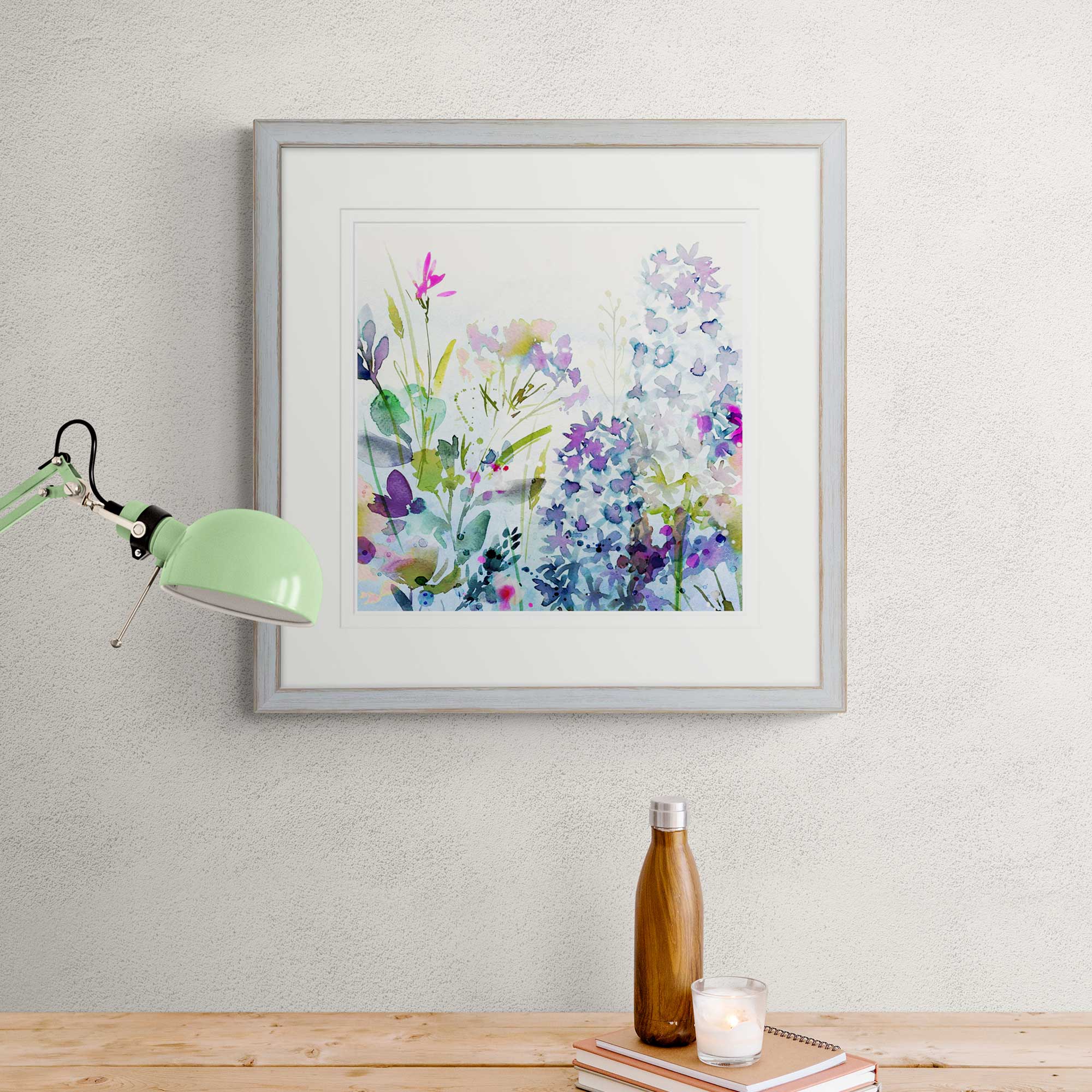 blue framed wall art